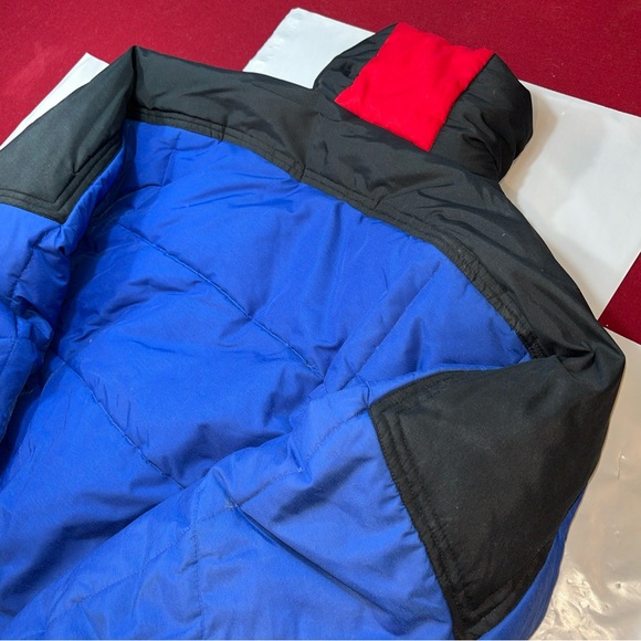 St. Moritz Ski Team XL MEN BLUE red DOWN PUFFER Jacket ZIP SNAP coat Snow WINTER - Picture 5 of 16